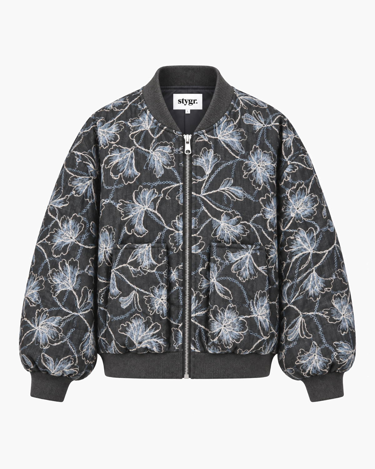 Bomber Jacket - Mesmerizing Flowers Blue