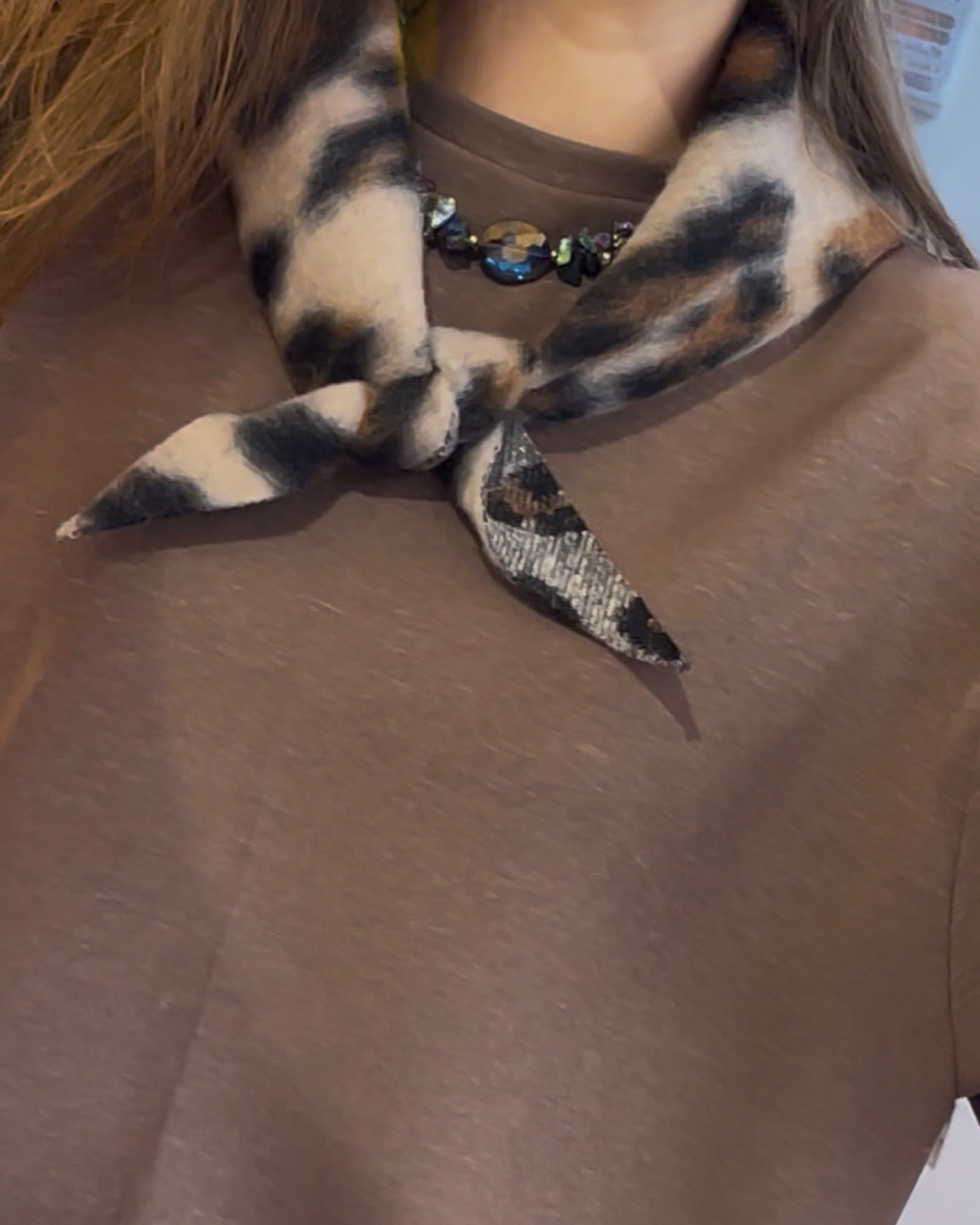 Mini Scarf Freakin' Cozy - Leopard Beige