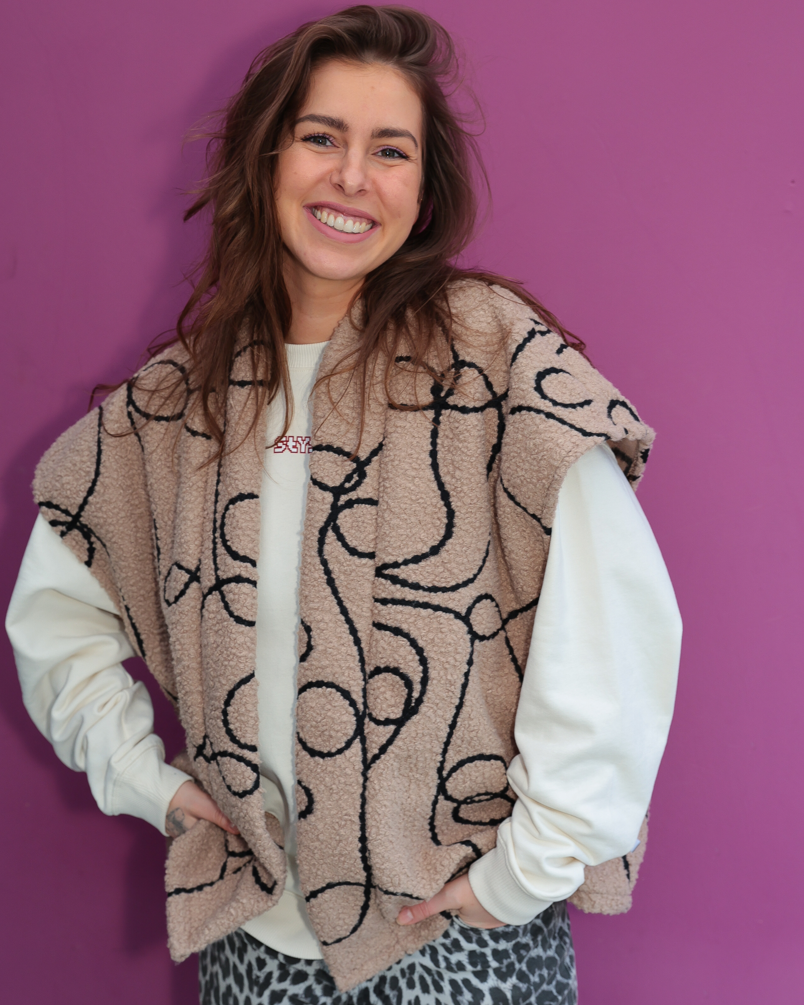 The XL Gilet - Teddy Swirl Beige